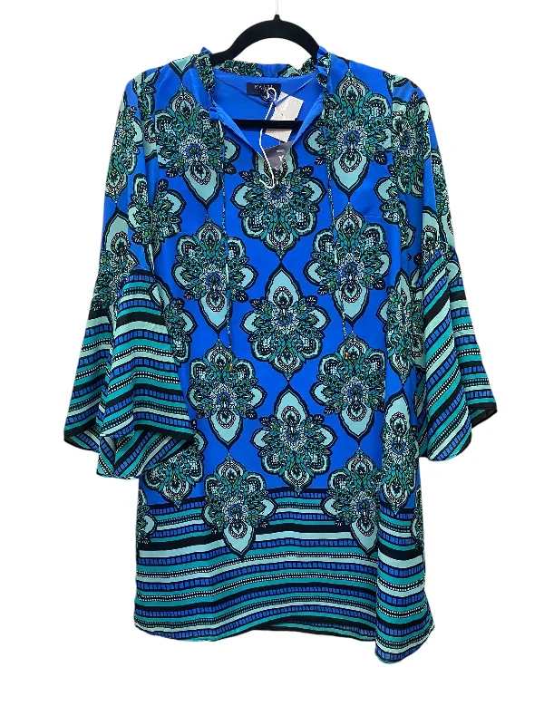 Dress Casual Short By Kaari Blue In Blue & Green, Size: Xs