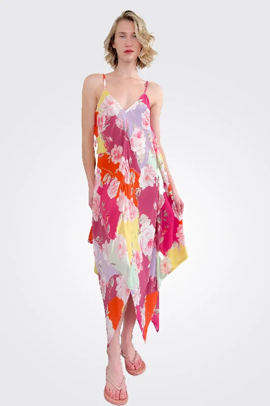 Silk Drew Dress - Bloom