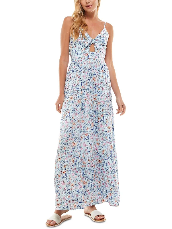 Juniors Womens Floral Smocked Maxi Dress