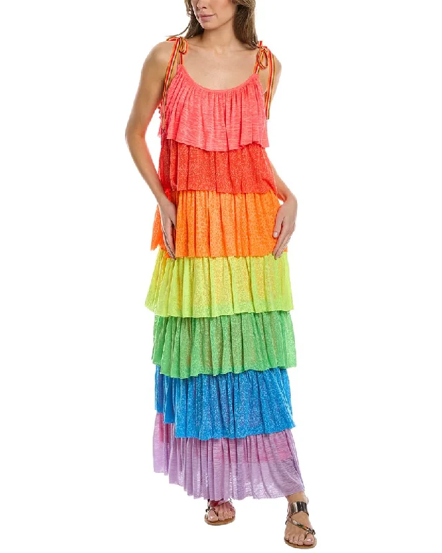 Pitusa Rainbow Tiered Maxi Dress