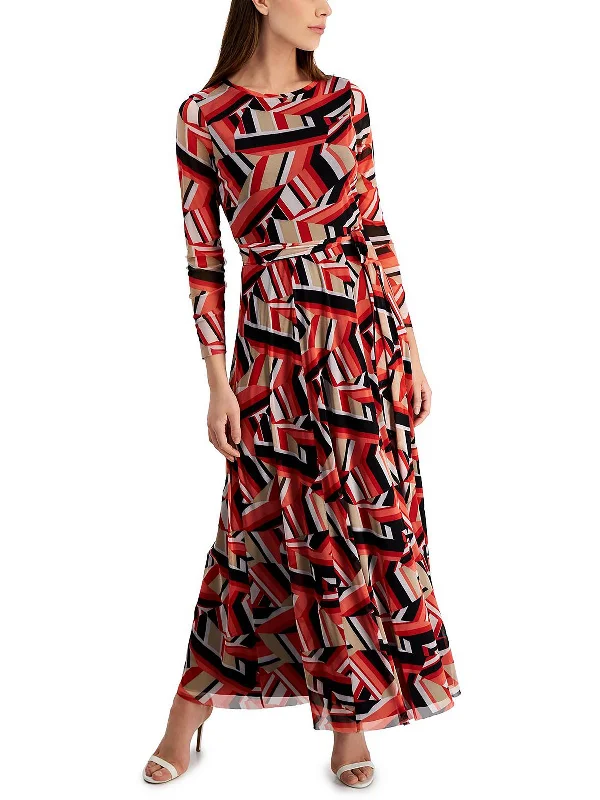 Womens Belted Long Maxi Dress