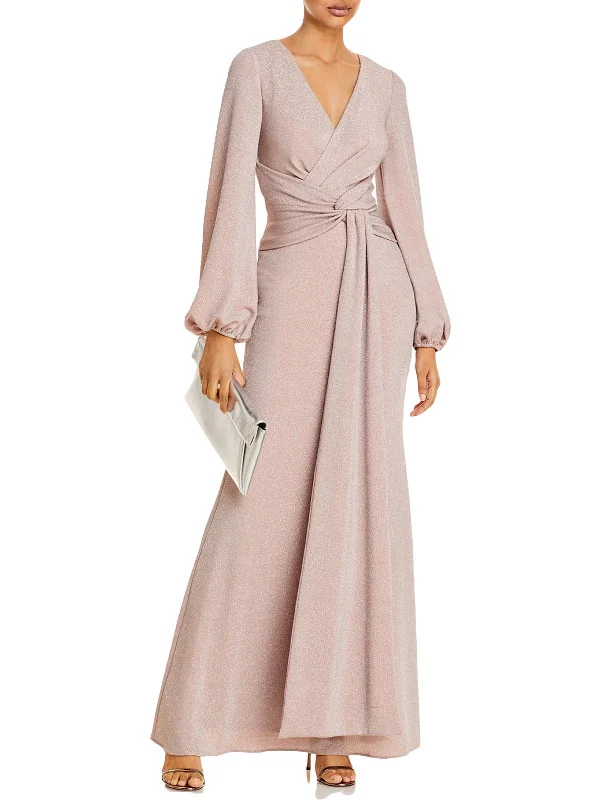 Womens Metallic Maxi Evening Dress