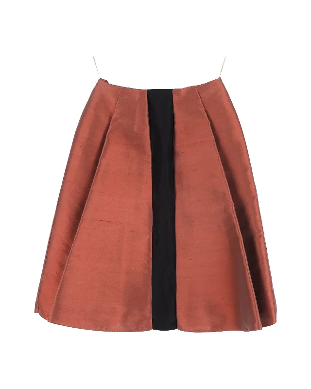 Balenciaga Pleated Midi Skirt in Orange Polyester Viscose