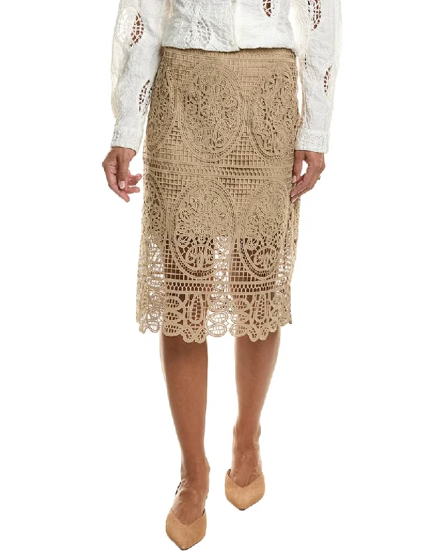 Elie Tahari Lace Silk-Trim Skirt