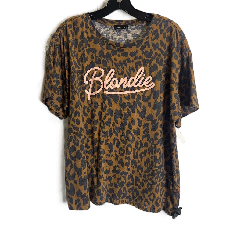 Top Short Sleeve Basic By Clothes Mentor In Animal Print, Size: L