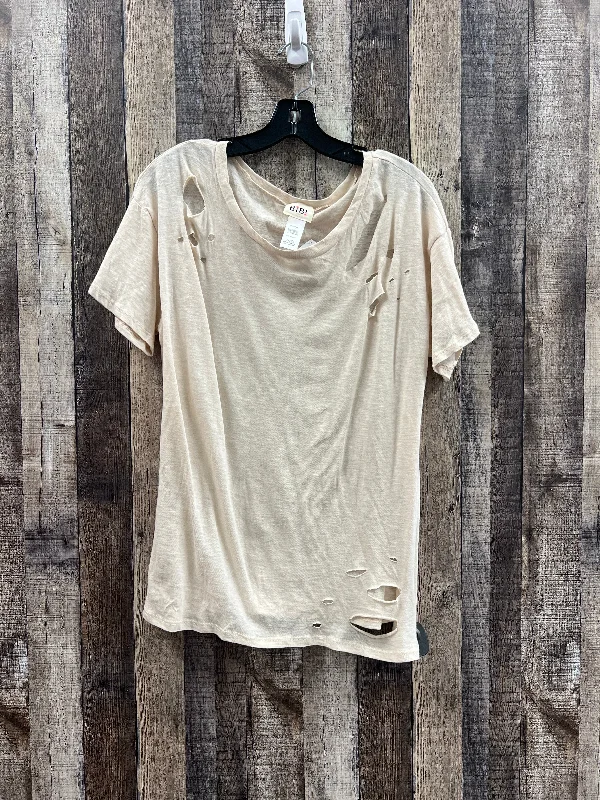 Top Short Sleeve By Bibi In Ivory, Size: L