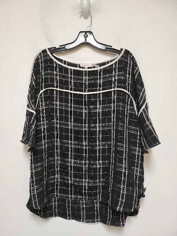 Top Short Sleeve By Calvin Klein In Black & White, Size: L