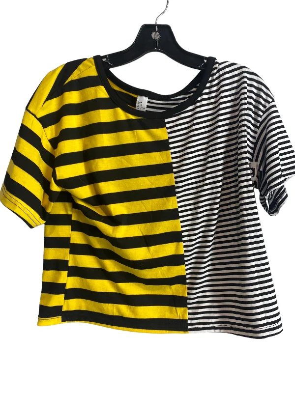 Top Short Sleeve By Shein In Black & Yellow, Size: M