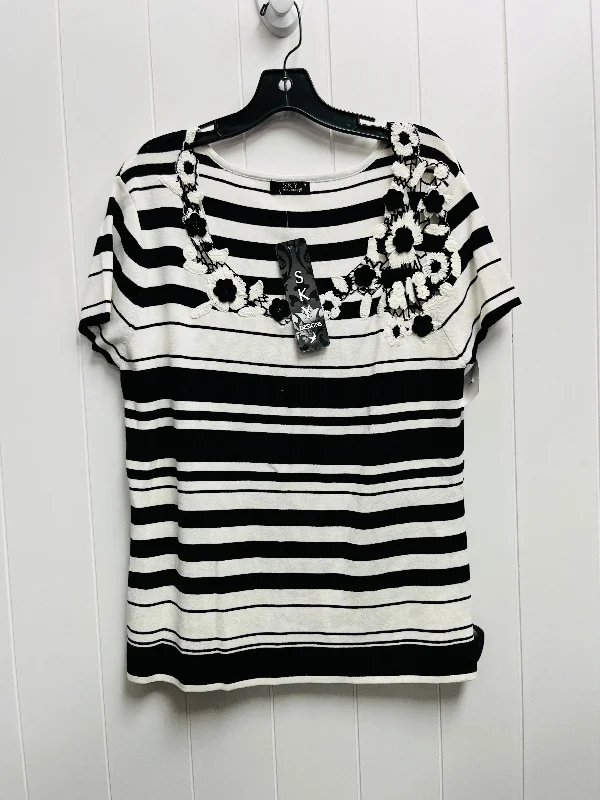 Top Short Sleeve By Sky In Black & White, Size: 1x