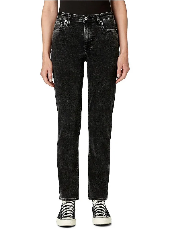 Jayden Womens High-Rise Acid Wash Straight Leg Jeans