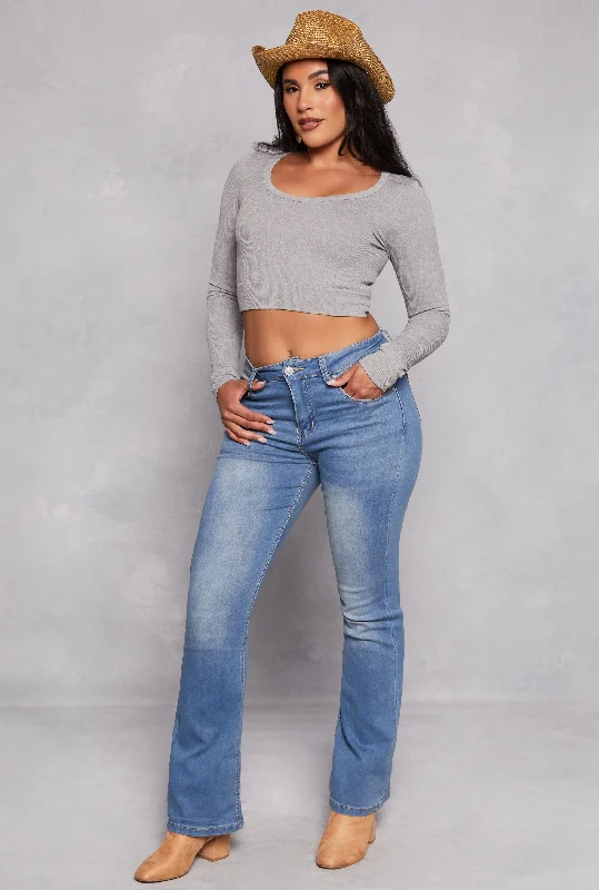 WAX Acid Wash High Waisted Boot Cut Jeans