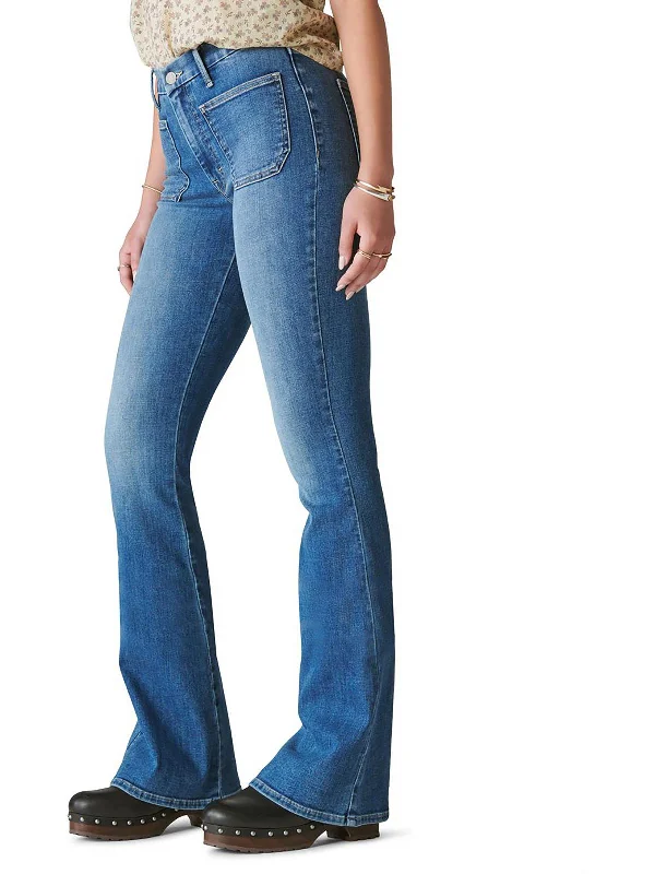 Stevie Womens High-Rise Stretch Flare Jeans