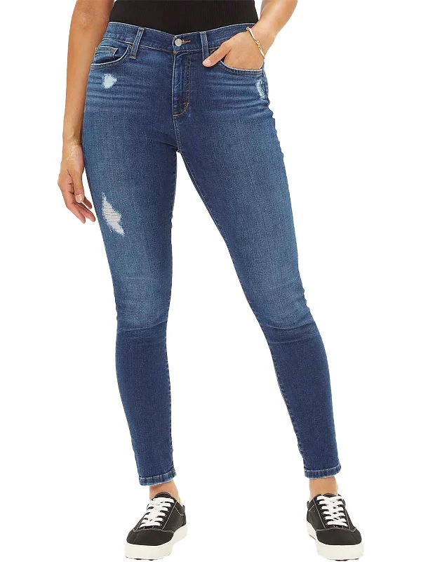 Womens Ankle Distressed Skinny Jeans