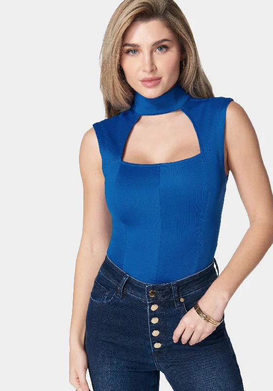 Mock Neck Cut Out Bustier Top