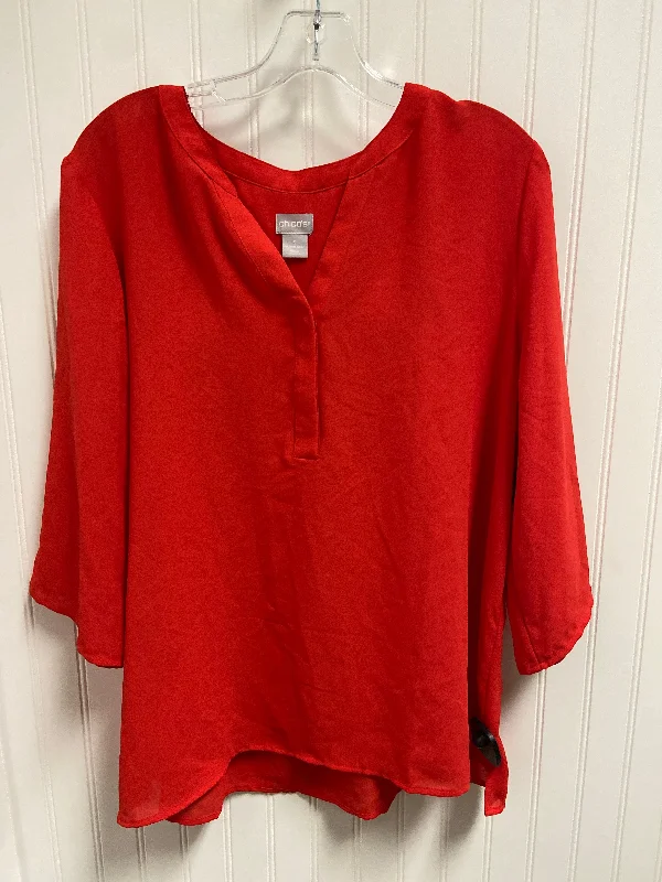 Top 3/4 Sleeve Basic By Chicos In Red, Size: Xl