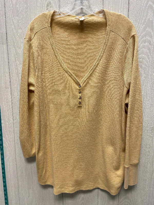 Top Long Sleeve Basic By Terra & Sky In Yellow, Size: 3x