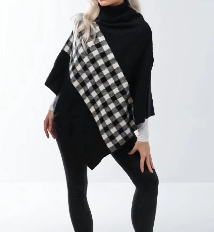 Checked Plaid Cape In Black/white