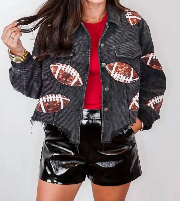 Football Sequin Jacket In Black