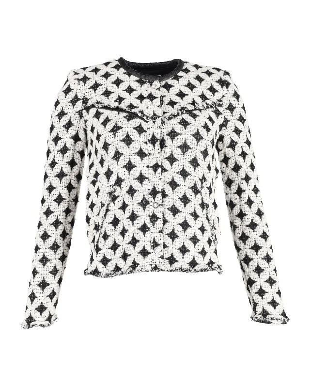 IRO Printed Evening Jacket in Black and White Wool