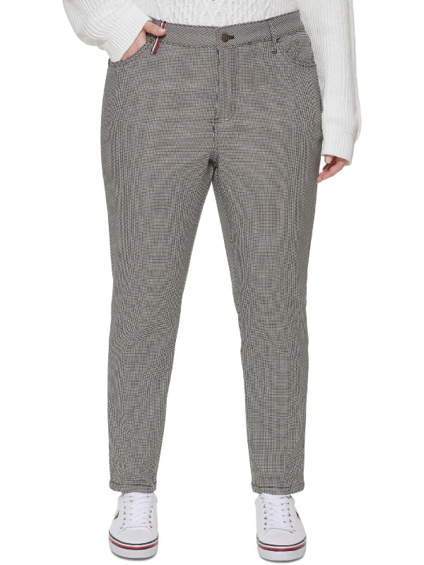 Plus Tribeca Womens Houndstooth Office Straight Leg Pants