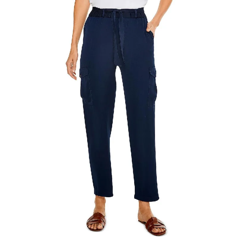 Womens Belted Relaxed Straight Leg Pants