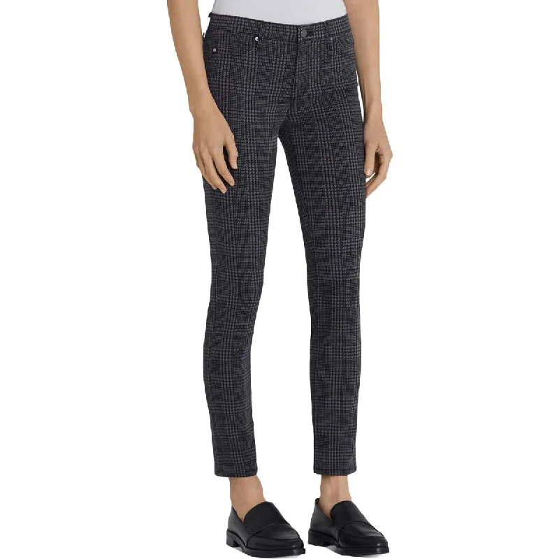 Womens Houndstooth Mid-Rise Ankle Pants